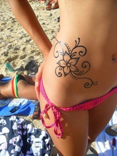 Hot Flower Tattoo Designs on waist