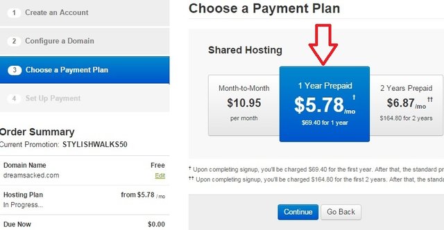 Choosing Dreamhost Payment Plan