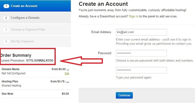 Creating Dreamhost Account