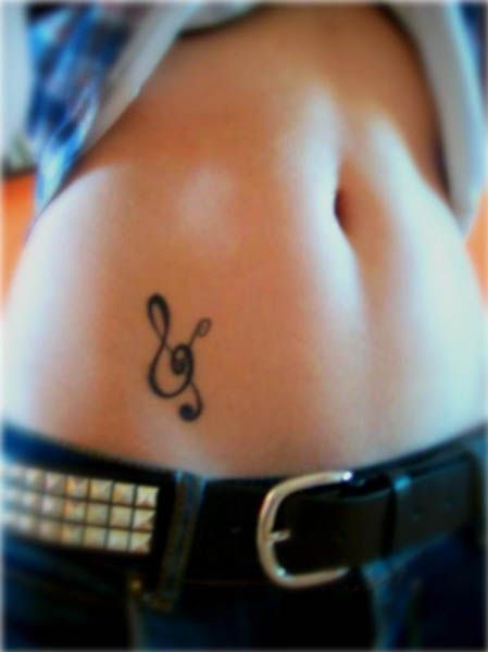 Sexy Music Notes tattoo design on stomach