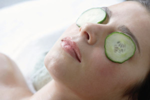 Sliced Cucumbers for eyes