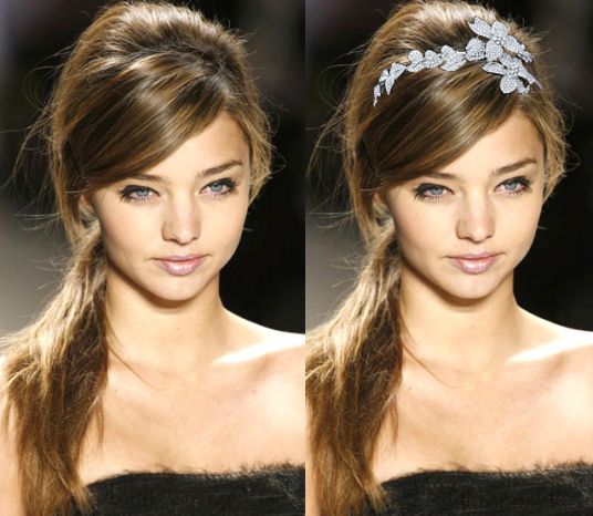 Messy side ponytail with headband