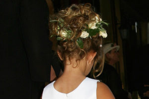 Messy updo Flower Girl Hairstyle