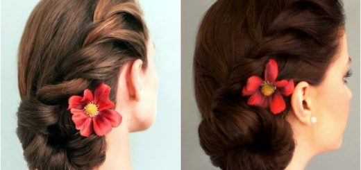 Rope braided side bun hairstyle