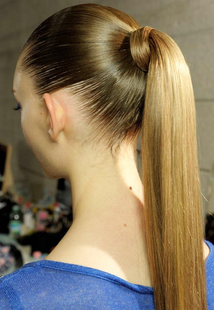 Sleek high ponytail hairstyle